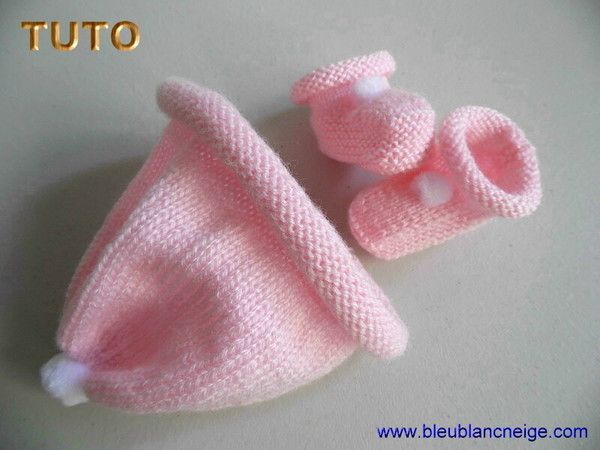 Explications Tricot Bébé Tuto Bonnet Chaussons Pompon Pdf - Centerblog