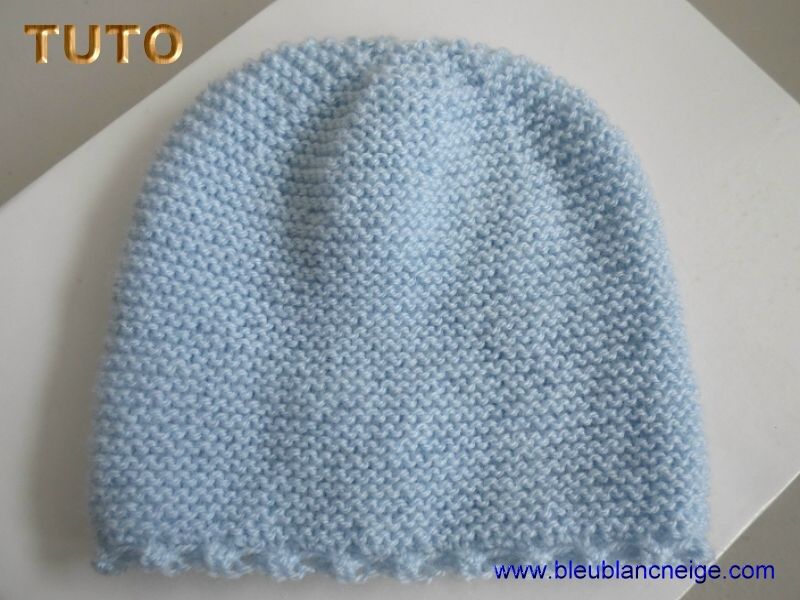 Explications Tricot Bébé, TUTO Bonnet Bleu Mousse Layette